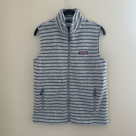 Vineyard Vines Women’s Fleece Striped Zip Vest - Picture 1 of 4